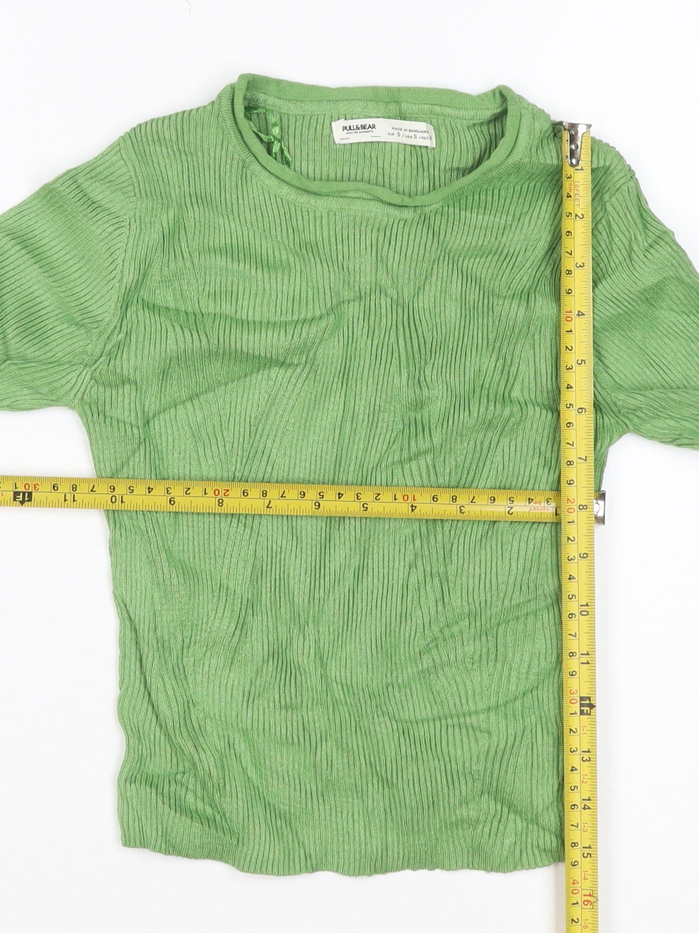 Pull & Bear Women Green Slim Fit Ribbed Knit Long Sleeve Jumper Size S