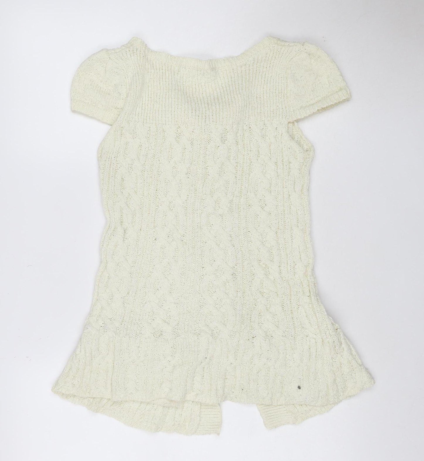 River Island Women Ivory Cable-Knit Button Short Sleeve Cardigan UK16