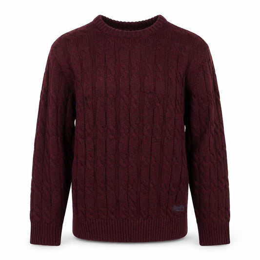 Superdry Men Red 2XL Cable-Knit Crew Neck Jumper
