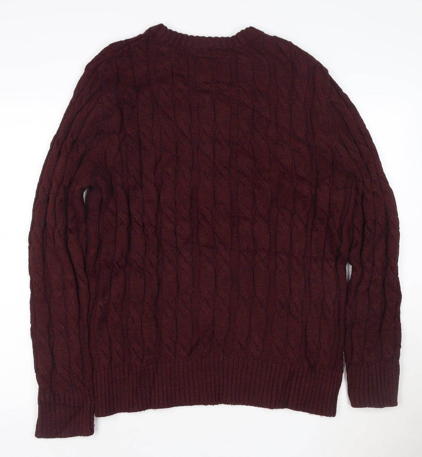 Superdry Men Red 2XL Cable-Knit Crew Neck Jumper