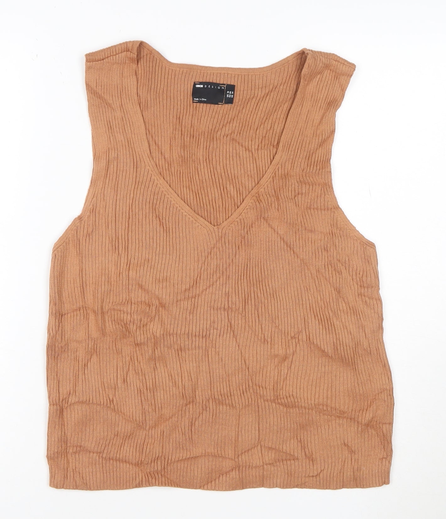 ASOS Women’s Brown Ribbed V-Neck Knit Tank Top Size 18
