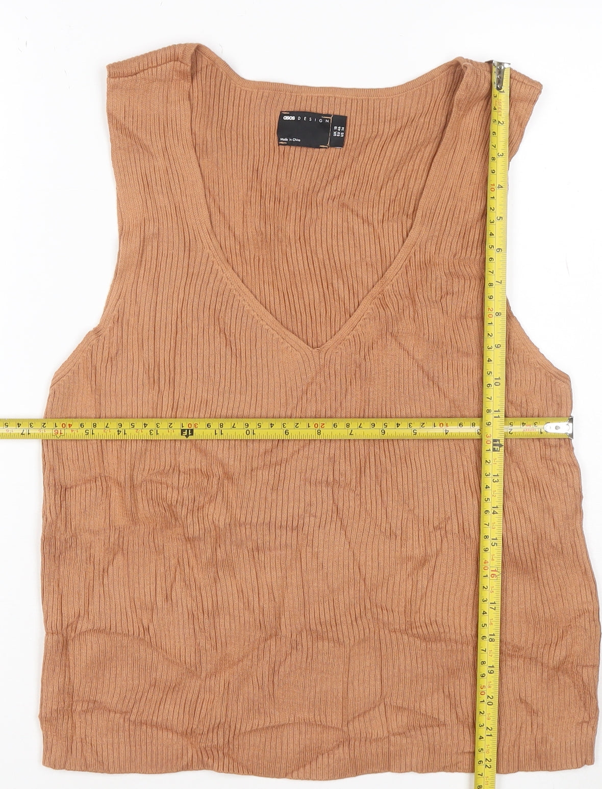 ASOS Women’s Brown Ribbed V-Neck Knit Tank Top Size 18