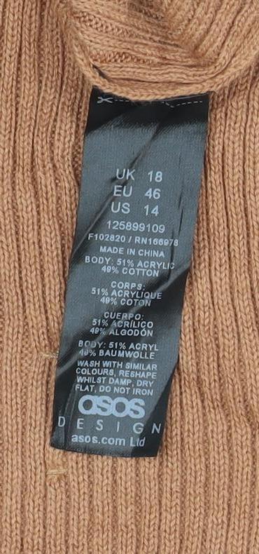 ASOS Women’s Brown Ribbed V-Neck Knit Tank Top Size 18