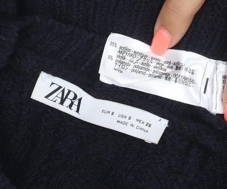 ZARA Women's Black Cable-Knit Button Cardigan Size S