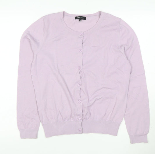 New Look Womens Lilac Cardigan Size 12 Long Sleeve Button Knit