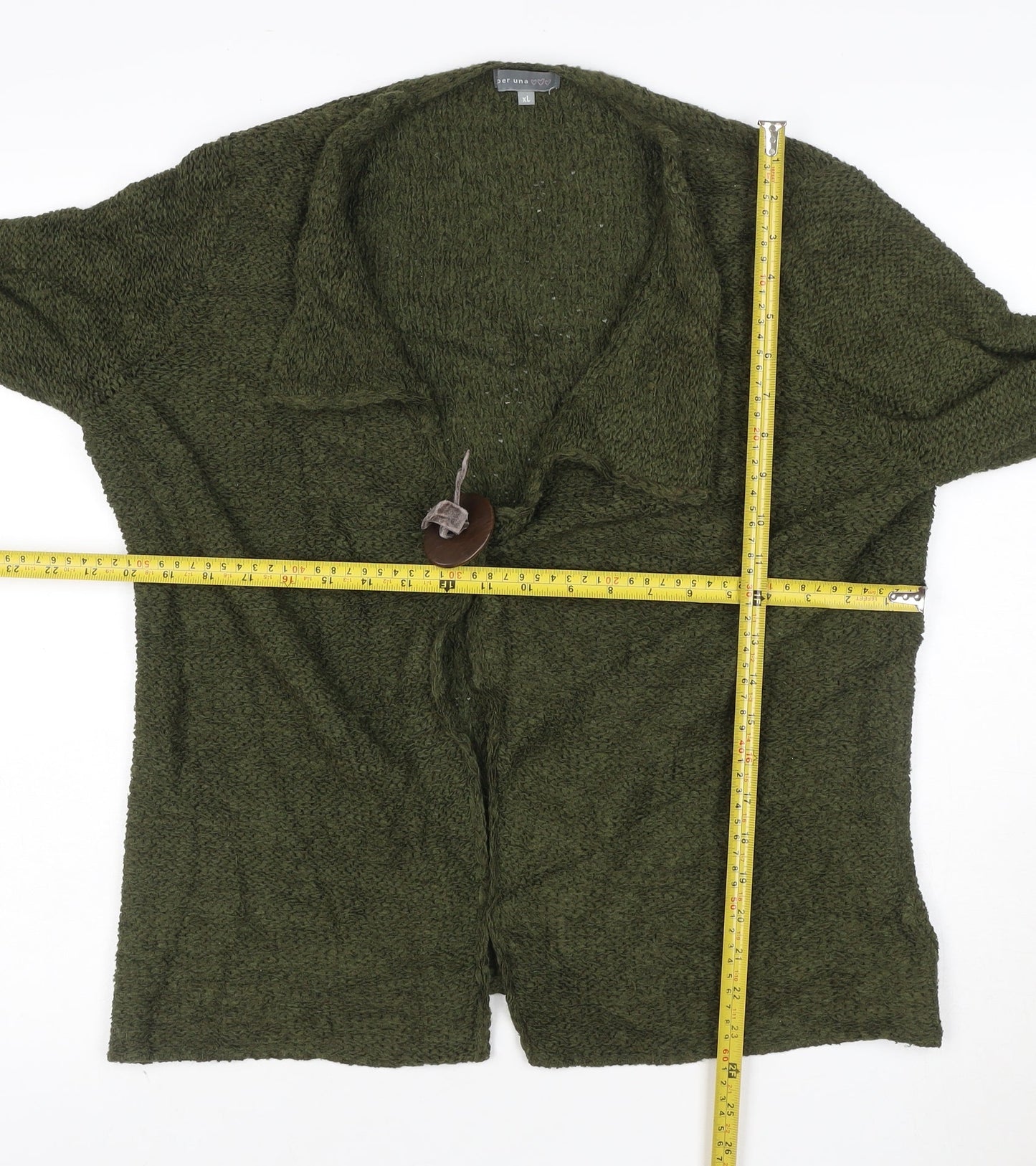 Per Una Women's Green Wool Blend Collared Cardigan XL