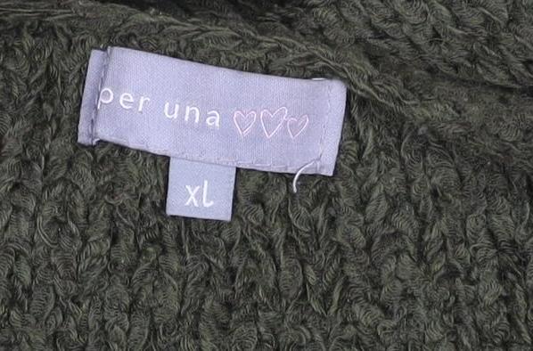Per Una Women's Green Wool Blend Collared Cardigan XL