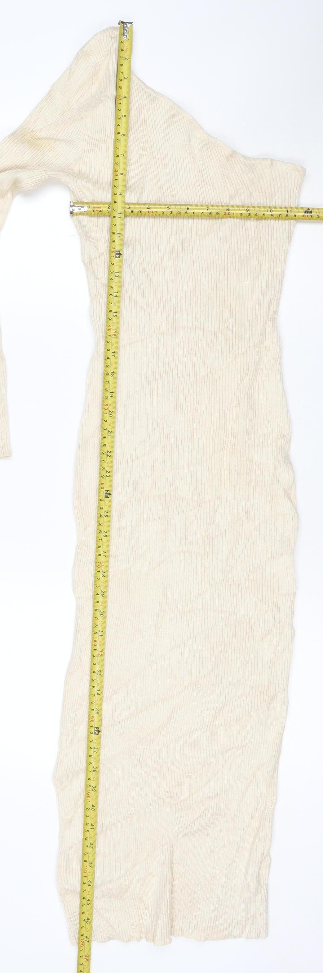 Missguided Women Beige Size 10 One Shoulder Bodycon Midi Dress