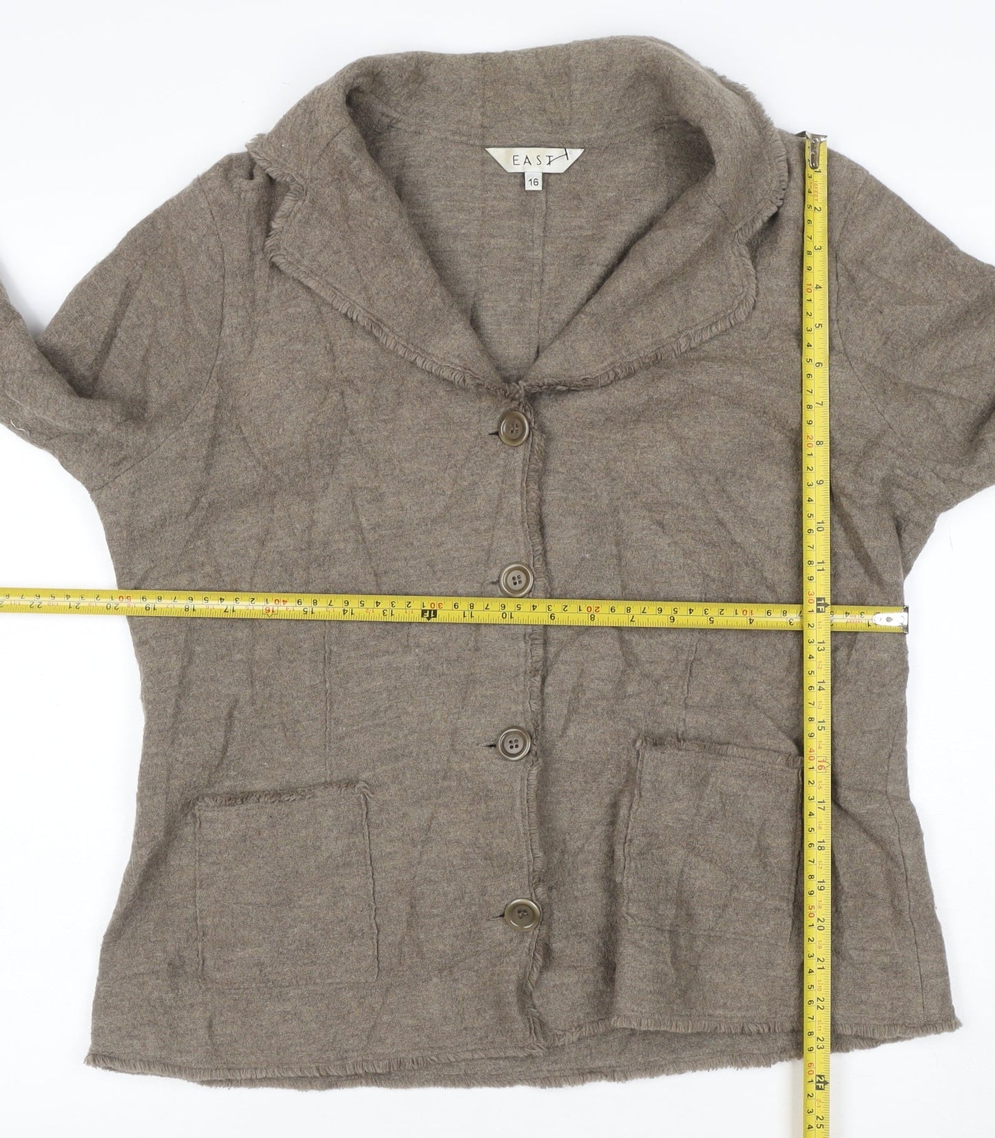 EAST Women’s Brown Wool Button-Up Jacket Size 16