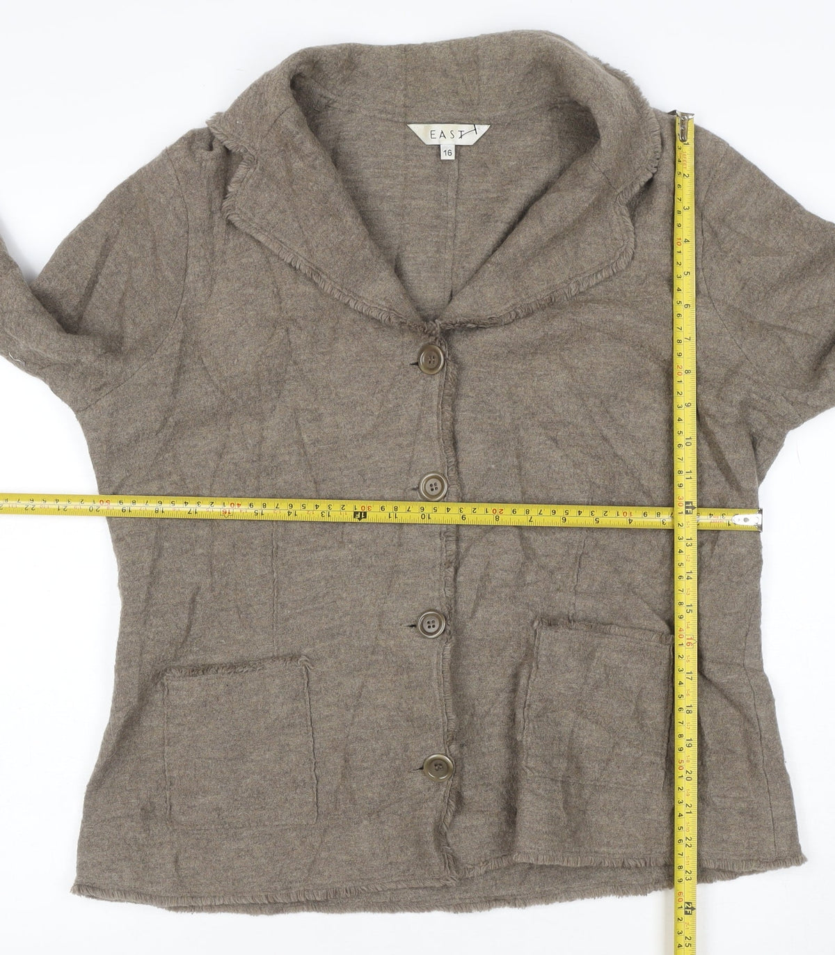 EAST Women’s Brown Wool Button-Up Jacket Size 16