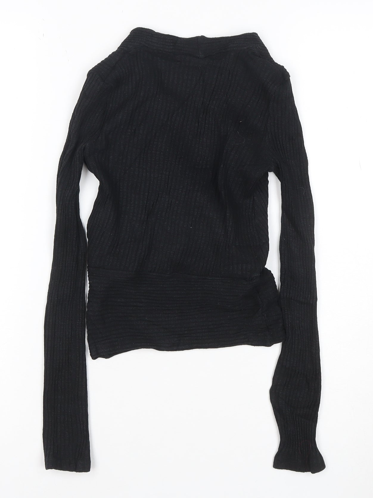 Bershka Women's Black Wrap Knit Long Sleeve Blouse Size S