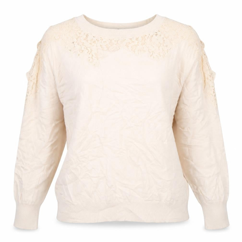 Topshop Women's Beige Lace Shoulder Long Sleeve Jumper Size 12