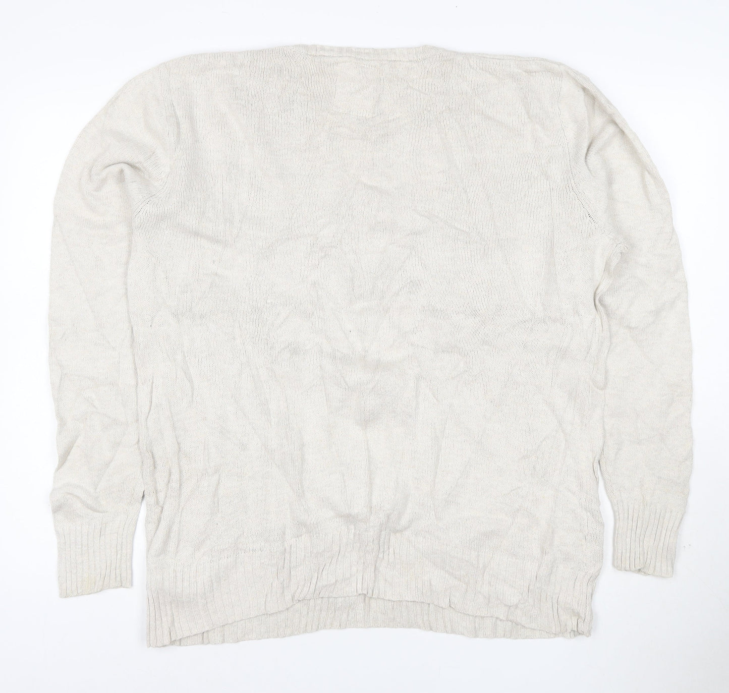 Lee Cooper Men's Beige Cotton Crew Neck Jumper XL