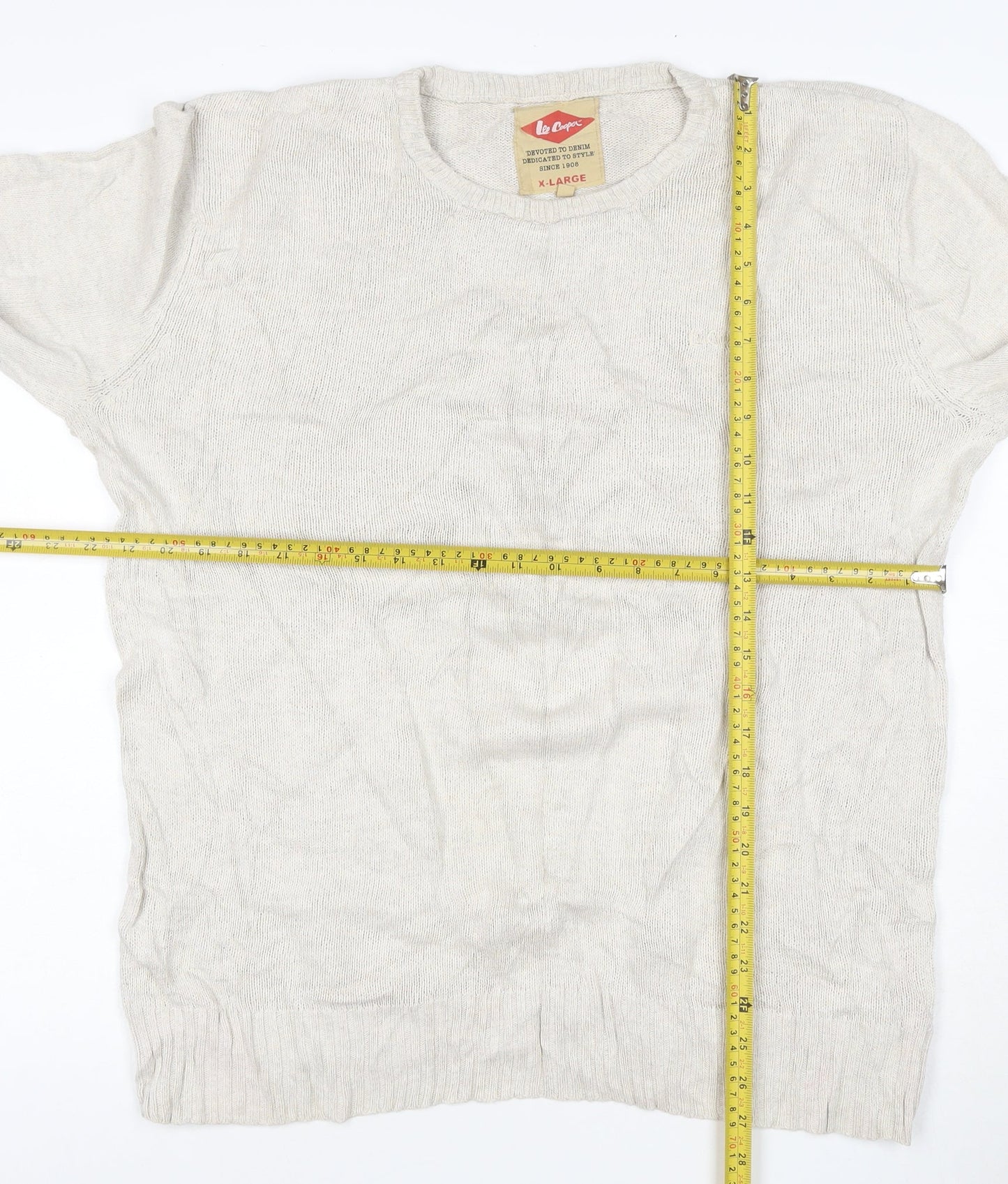 Lee Cooper Men's Beige Cotton Crew Neck Jumper XL