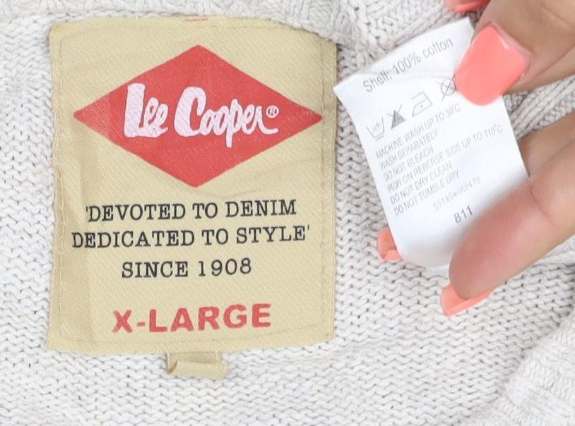 Lee Cooper Men's Beige Cotton Crew Neck Jumper XL
