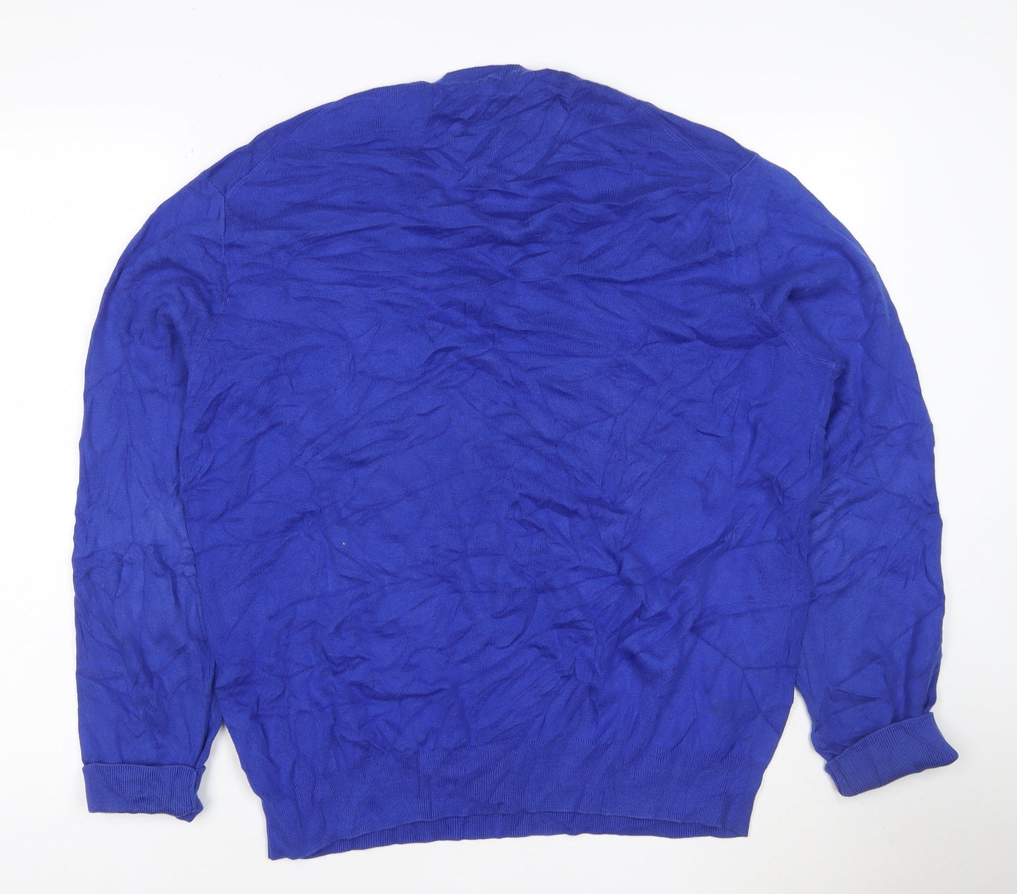Ralph Lauren Men's Blue V-Neck Cotton Pullover Jumper Size L
