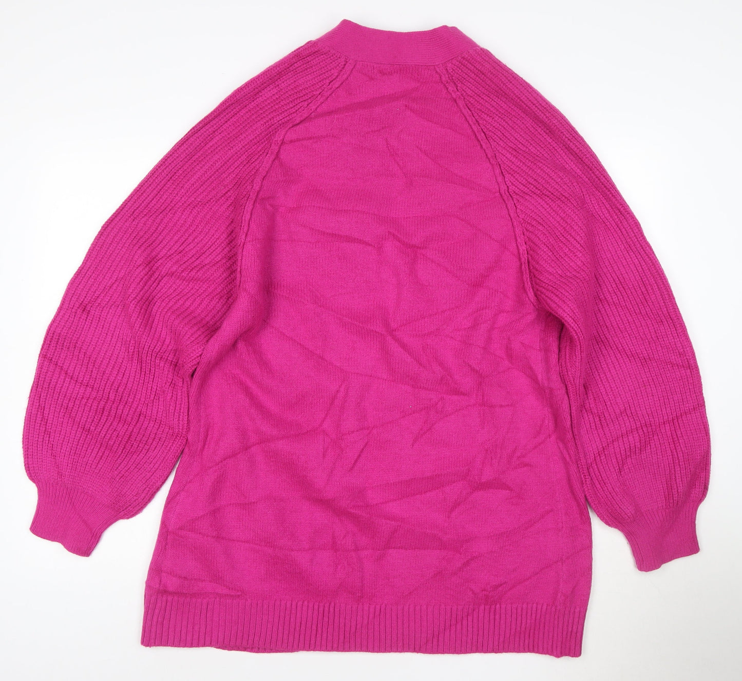 Next Women’s Pink Cardigan L Long Sleeve Open Knit Relaxed Fit