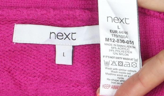 Next Women’s Pink Cardigan L Long Sleeve Open Knit Relaxed Fit