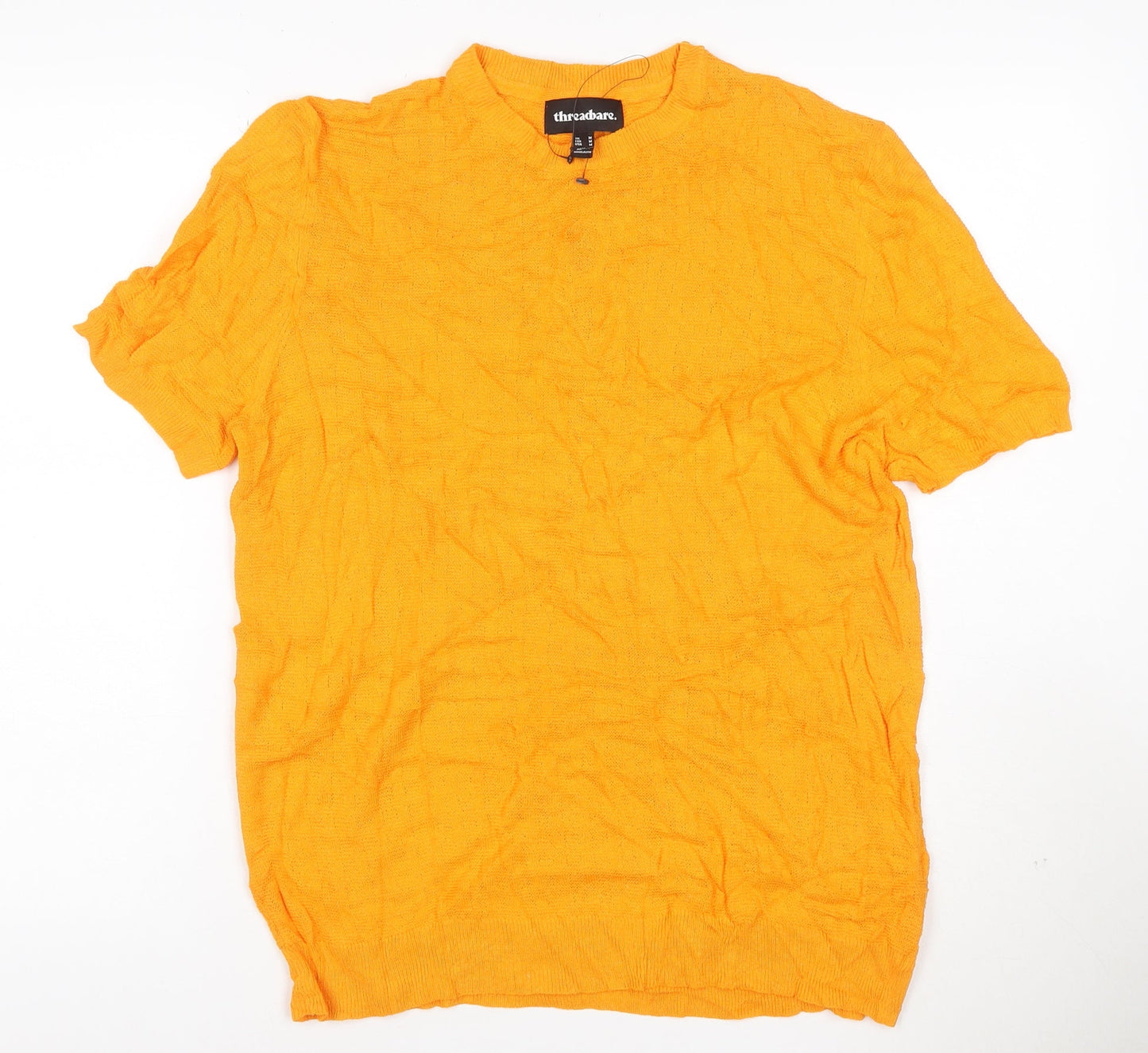 Threadbare Men's Yellow Short Sleeve Crew Neck Cotton Jumper M