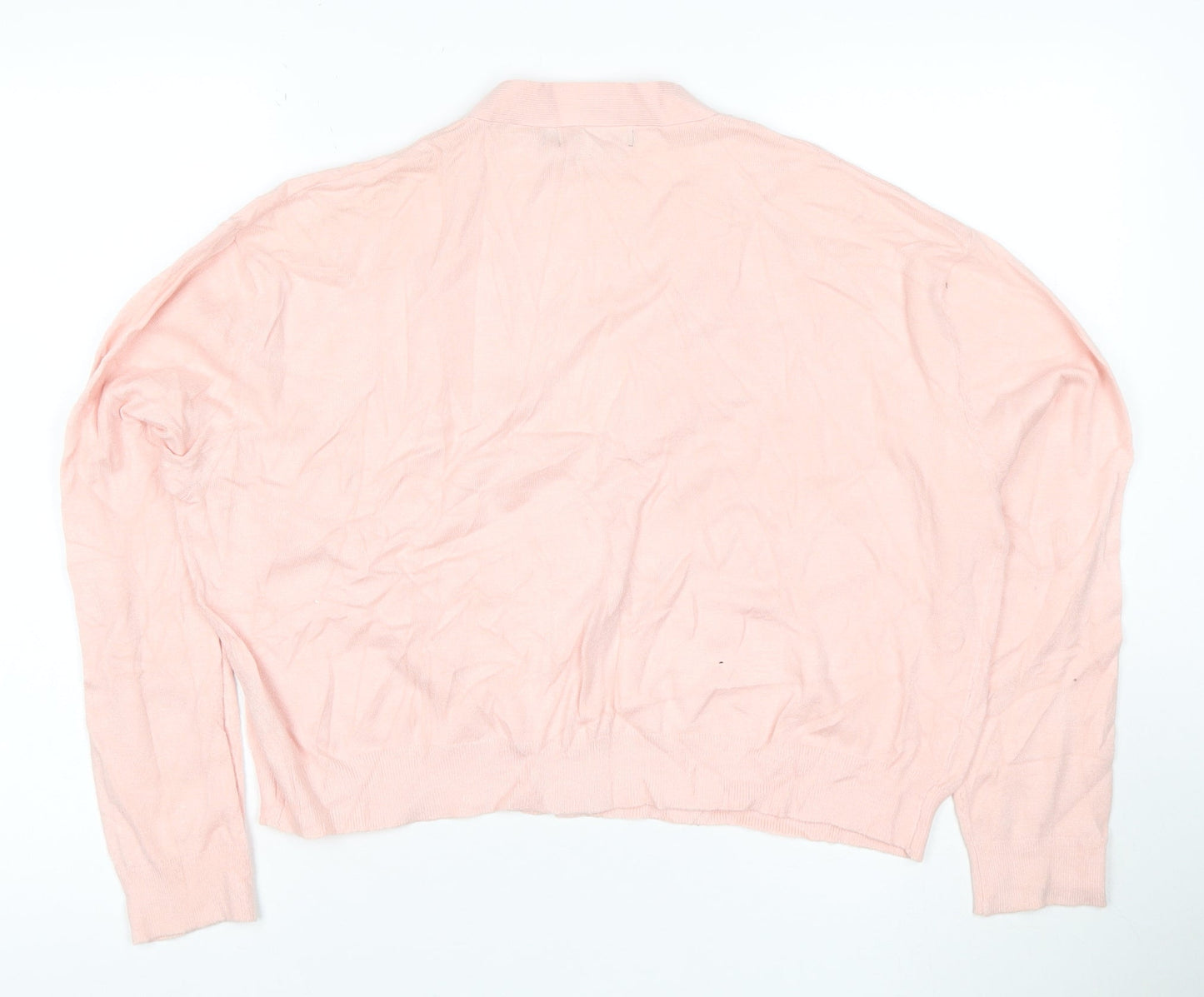 French Connection Pink V-Neck Button Cardigan S Lightweight Knit
