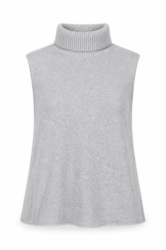 Zara Women’s Grey Roll Neck Sleeveless Knit Jumper Size S