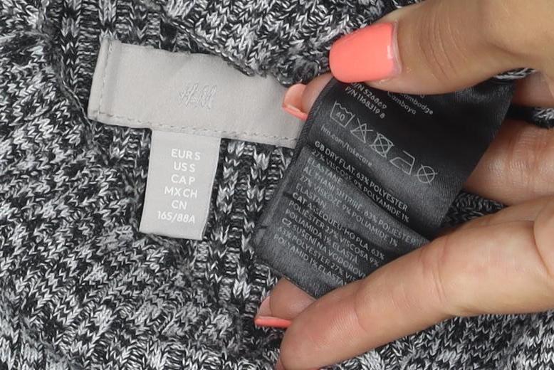 H&M Women Grey Bodycon Knit Midi Dress Size 12 Long Sleeve