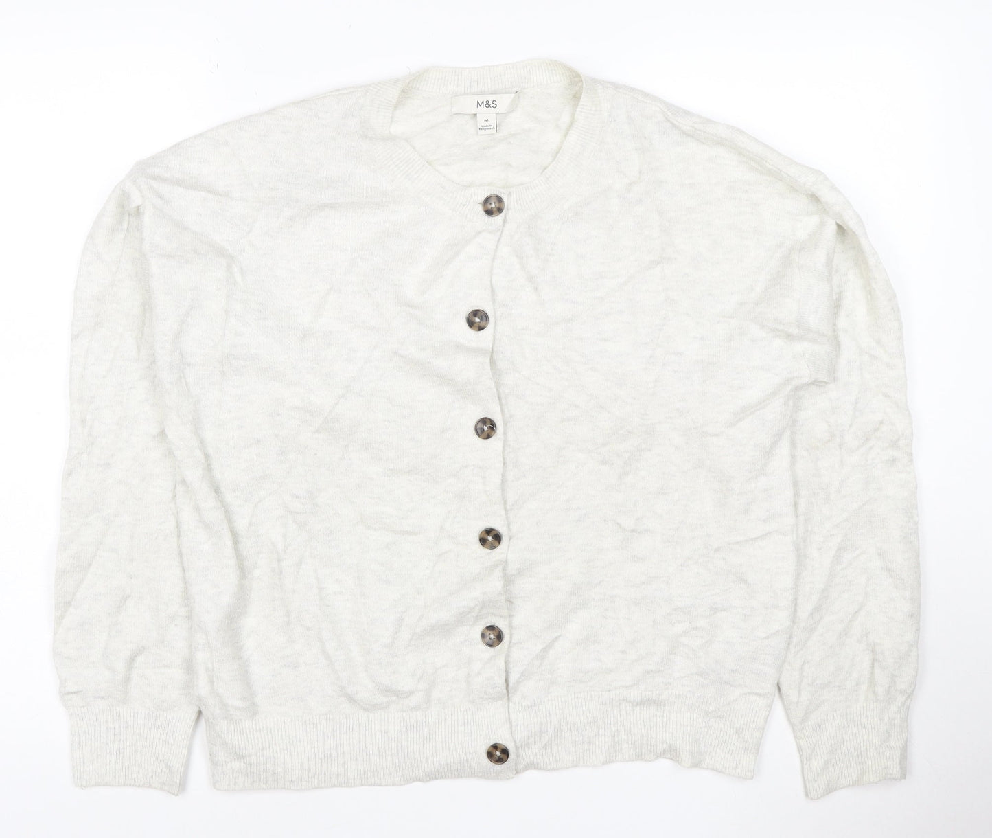 Marks and Spencer Women's Ivory Knit Button Cardigan Size M