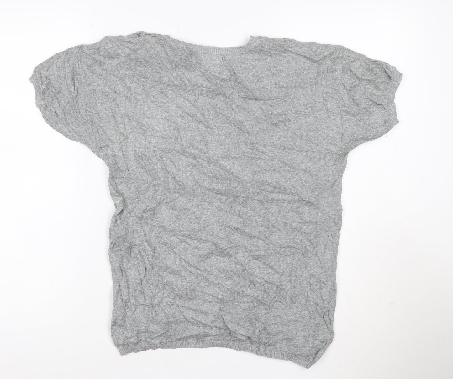 Next Women’s Grey Crochet Front Cotton Short Sleeve Jumper Size 10