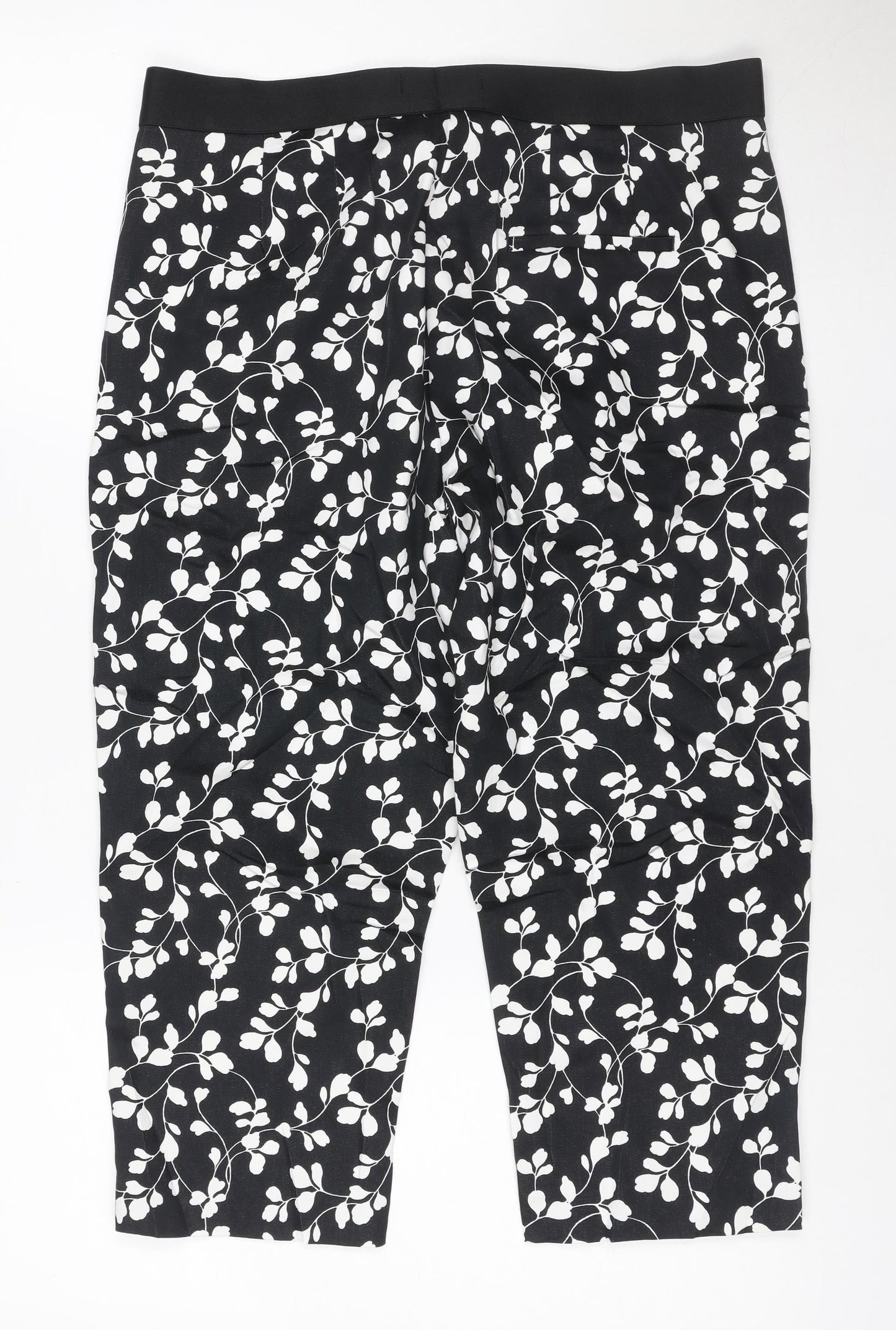 The Mia Women's Black Floral Slim Short Trousers Size 14