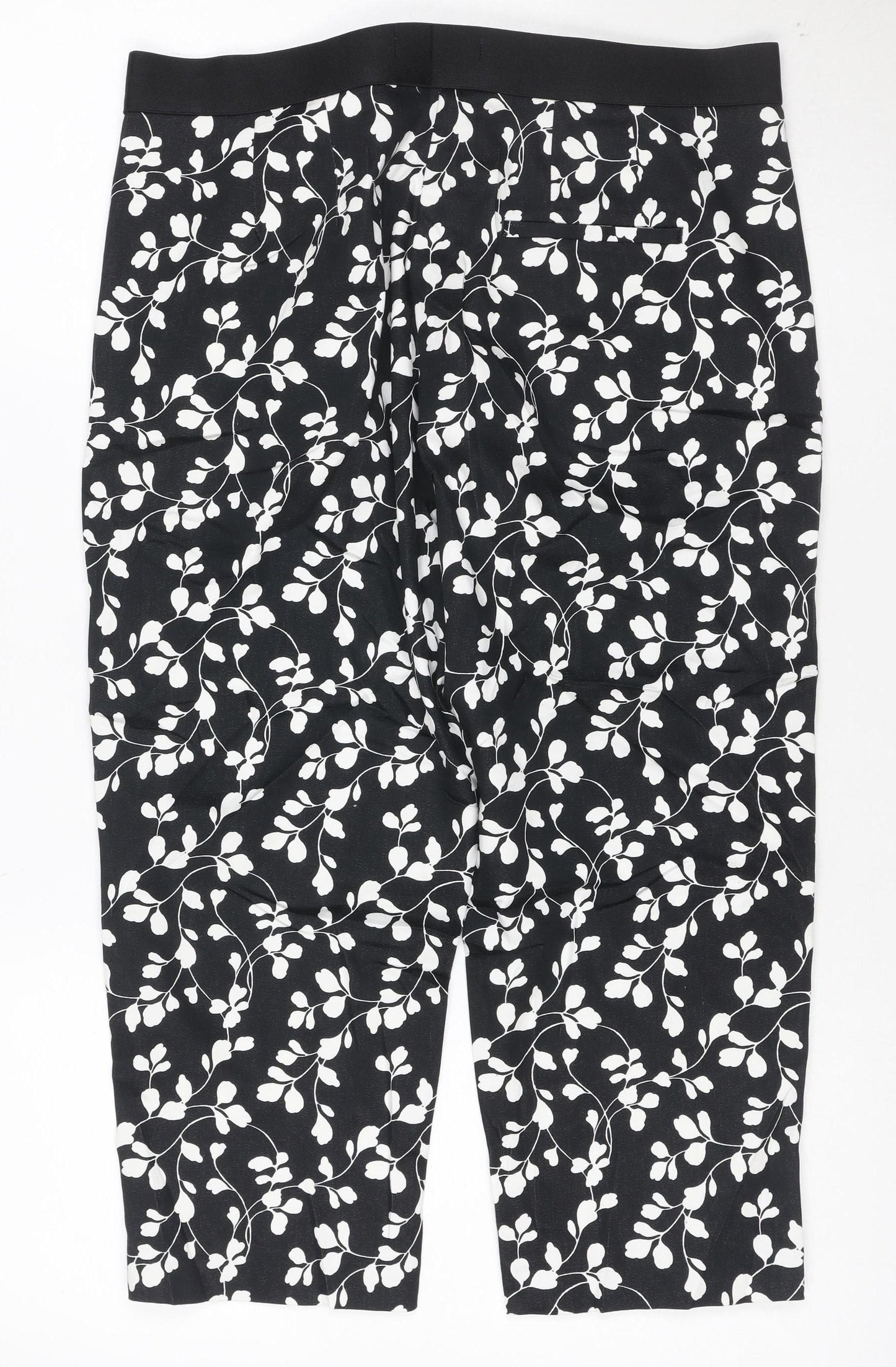 The Mia Women's Black Floral Slim Short Trousers Size 14