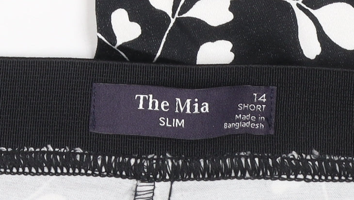 The Mia Women's Black Floral Slim Short Trousers Size 14