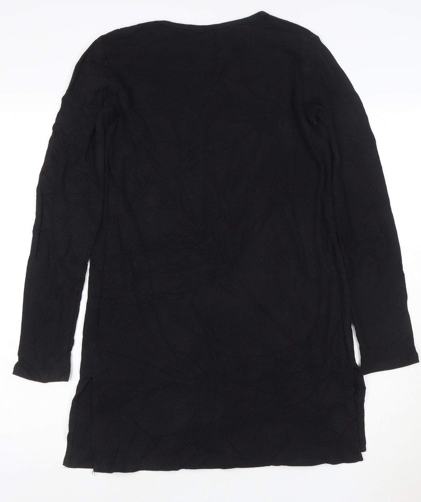 H&M Women Black XS Long Sleeve Shift Knit Dress