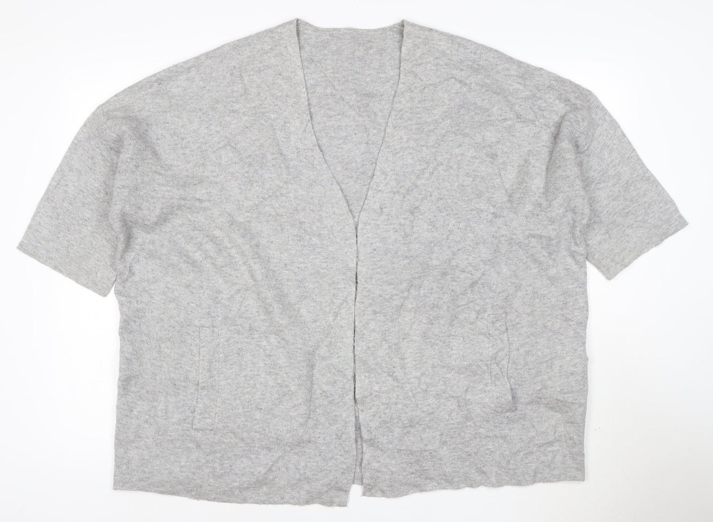 Phase Eight Womens Grey V-Neck Short Sleeve Knit Cardigan L