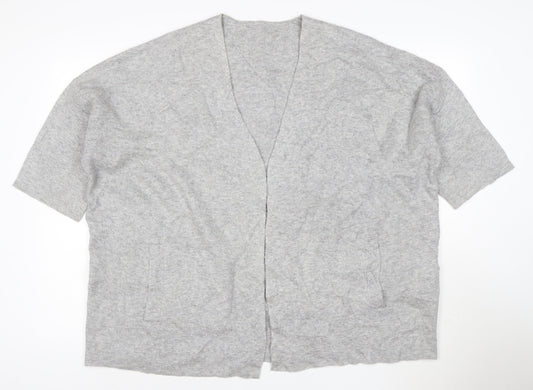 Phase Eight Womens Grey V-Neck Short Sleeve Knit Cardigan L