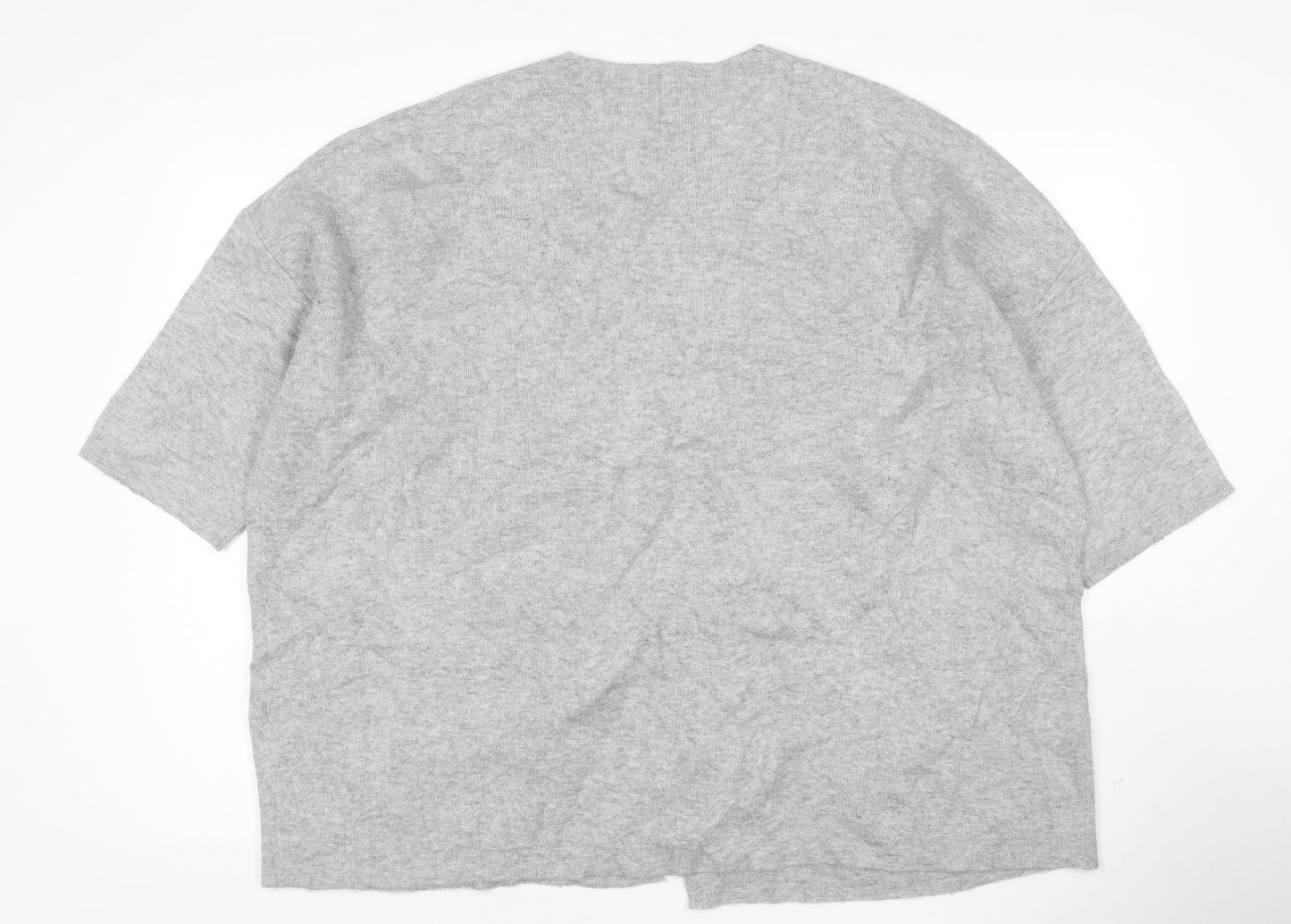 Phase Eight Womens Grey V-Neck Short Sleeve Knit Cardigan L