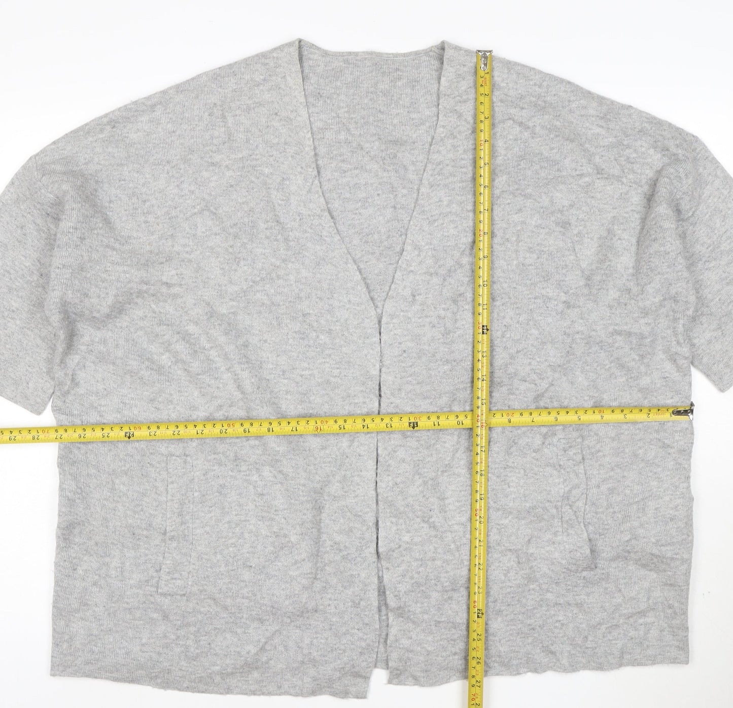 Phase Eight Womens Grey V-Neck Short Sleeve Knit Cardigan L