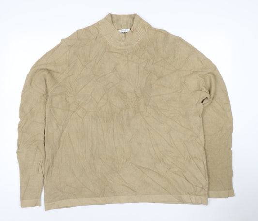 Marks and Spencer Men's Beige 2XL Cotton Modal Crew Neck Jumper