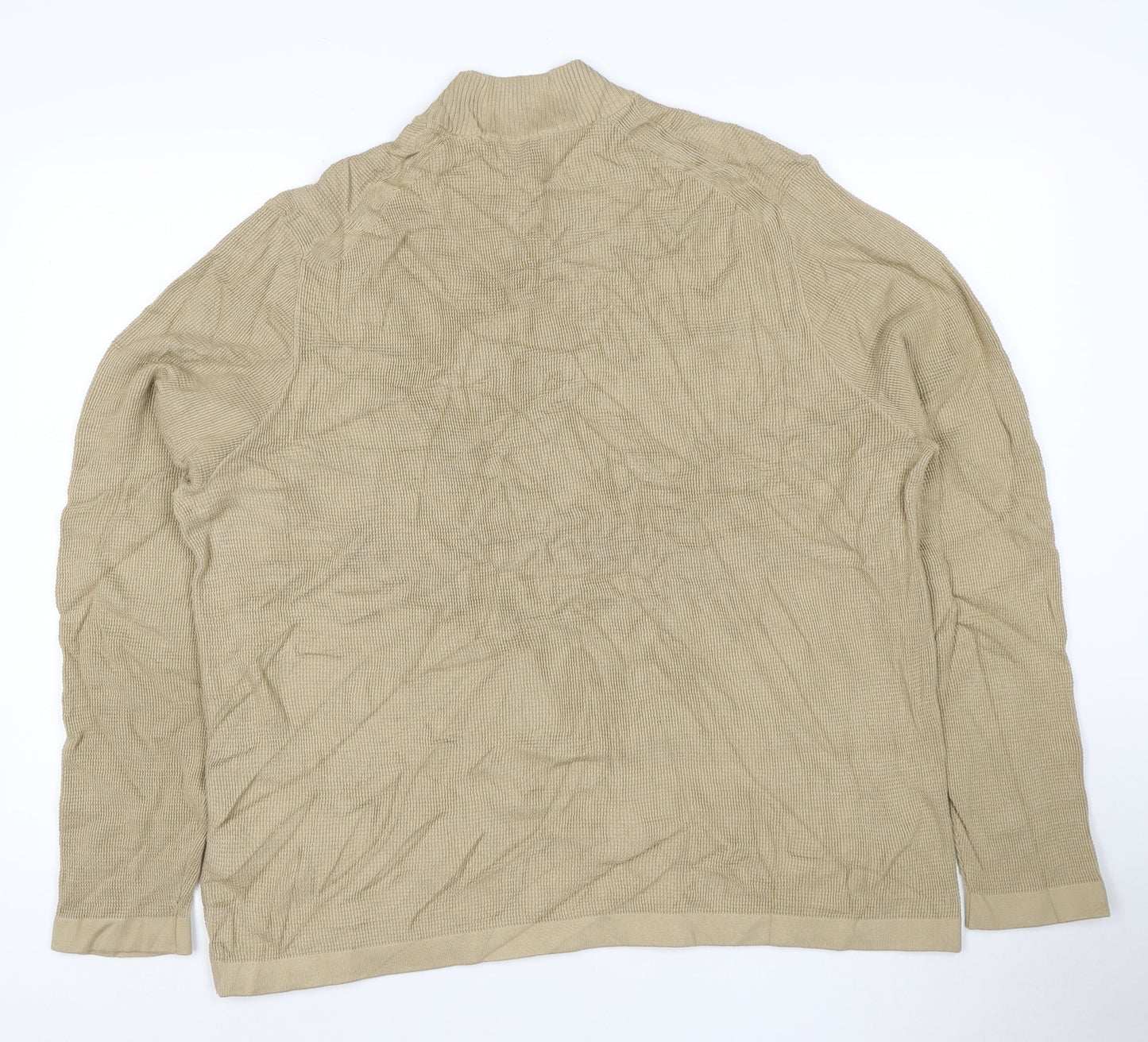 Marks and Spencer Men's Beige 2XL Cotton Modal Crew Neck Jumper