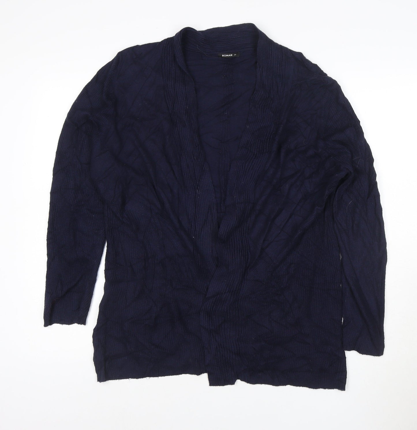Roman Women’s Blue Long Sleeve Open Knit Cardigan Size 20