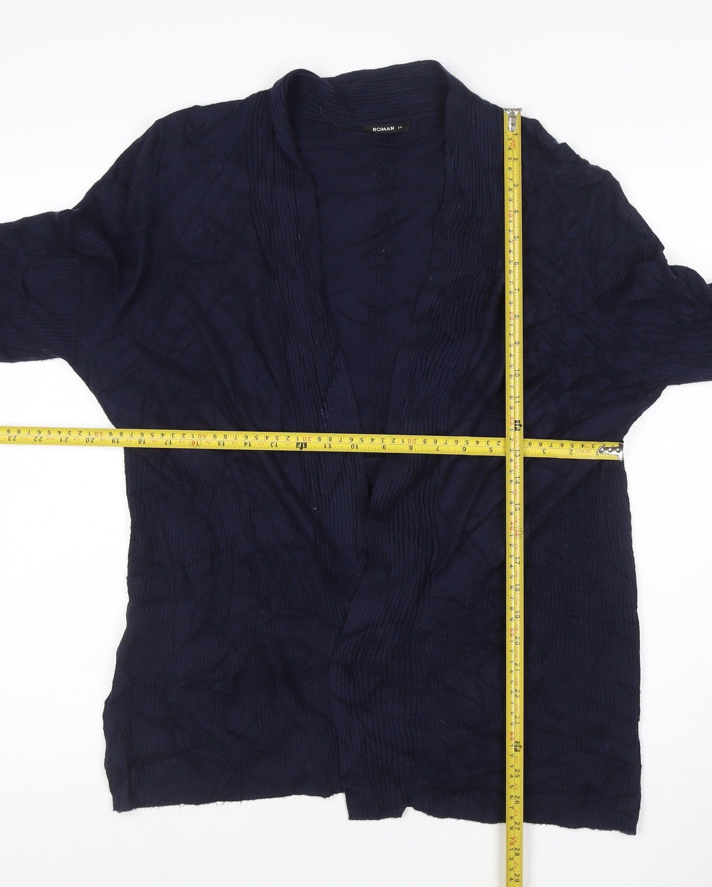 Roman Women’s Blue Long Sleeve Open Knit Cardigan Size 20