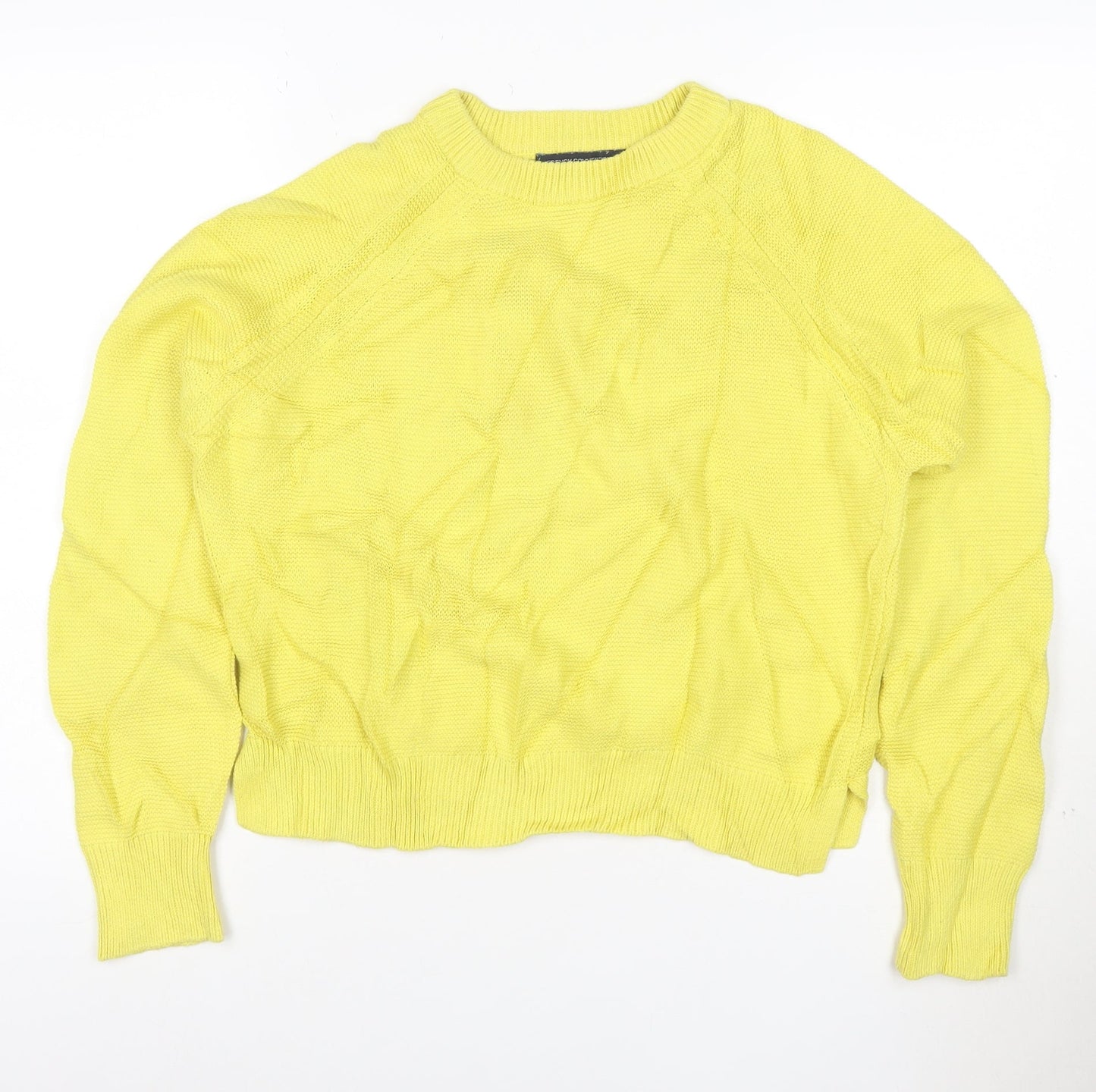 French Connection Women’s Yellow Cotton Crew Neck Jumper M