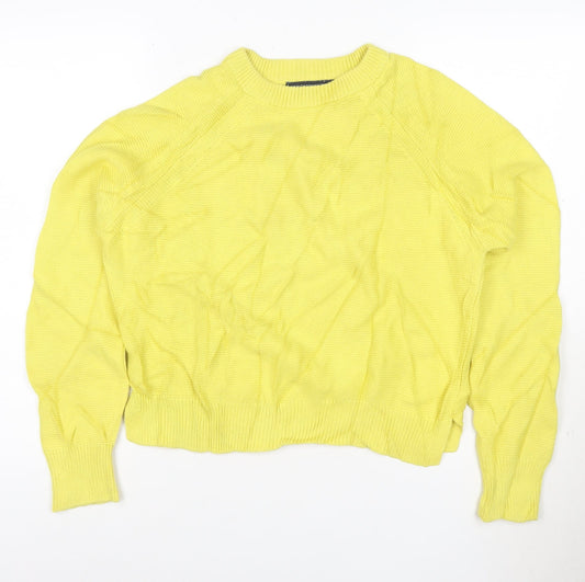 French Connection Women’s Yellow Cotton Crew Neck Jumper M