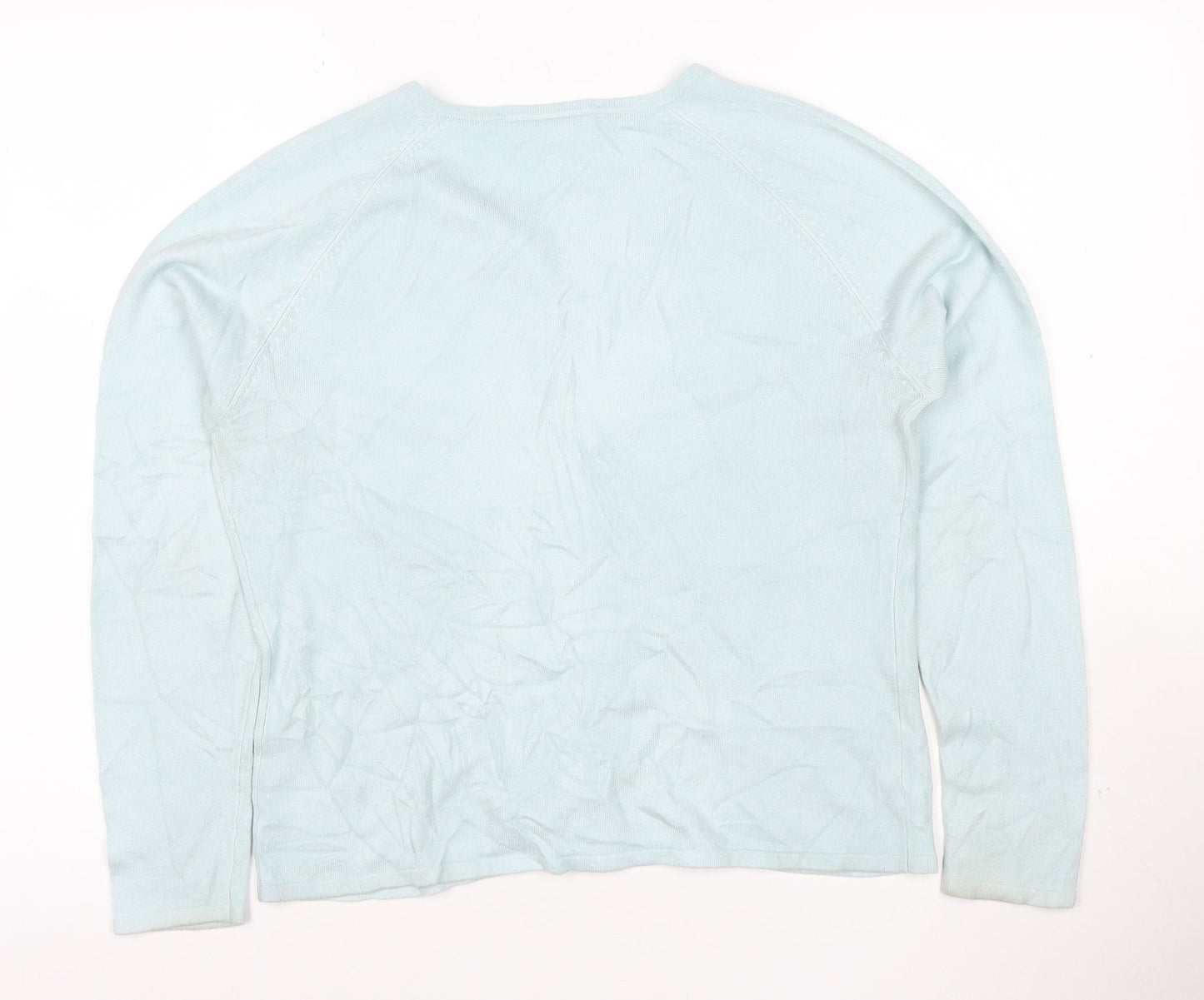 BHS Women Blue Size 12 Long Sleeve Crew Neck Knit Cardigan