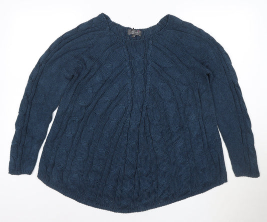 Per Una Women’s Blue Cable-Knit Long Sleeve Jumper Size L
