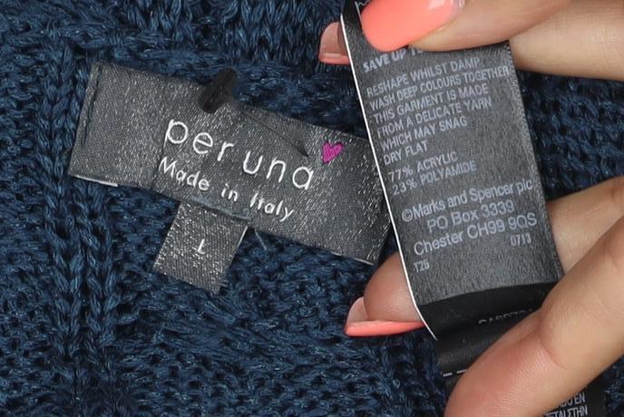 Per Una Women’s Blue Cable-Knit Long Sleeve Jumper Size L