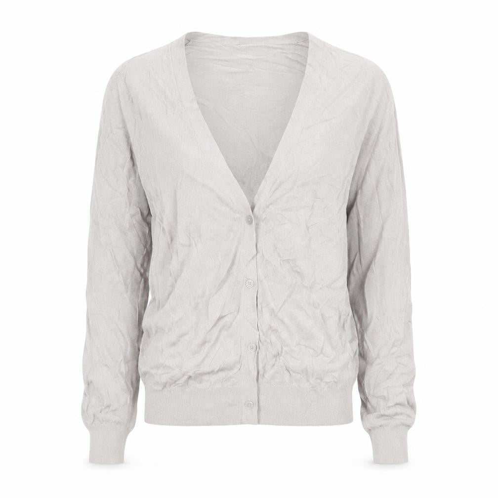Uniqlo Women Beige M Modal V-Neck Long Sleeve Cardigan