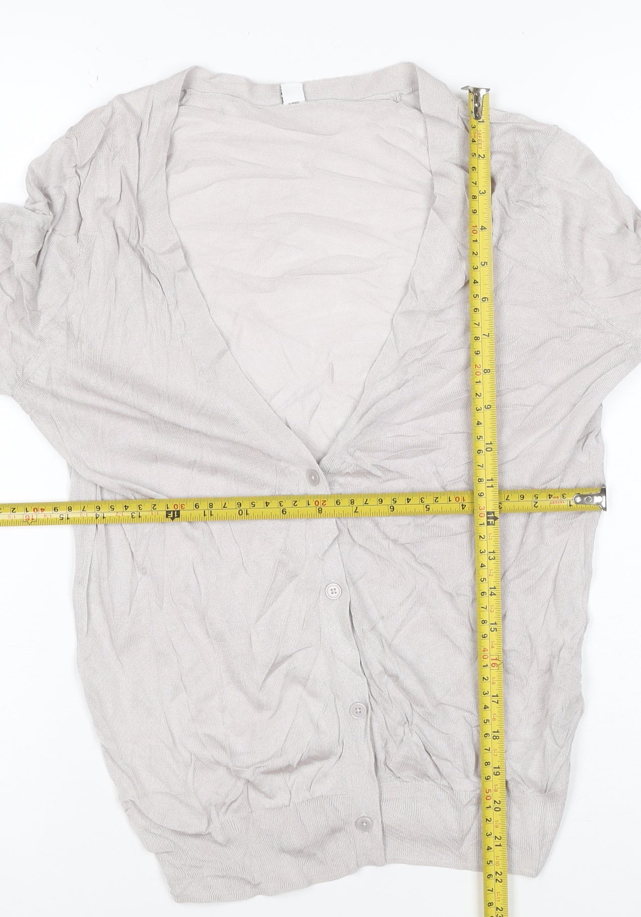 Uniqlo Women Beige M Modal V-Neck Long Sleeve Cardigan