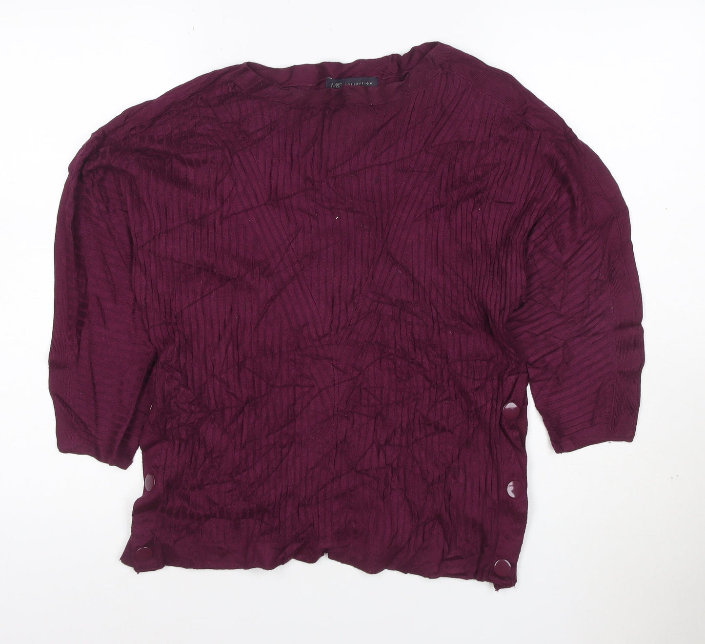 Marks and Spencer Women Purple 3/4 Sleeve Knit Pullover Jumper M