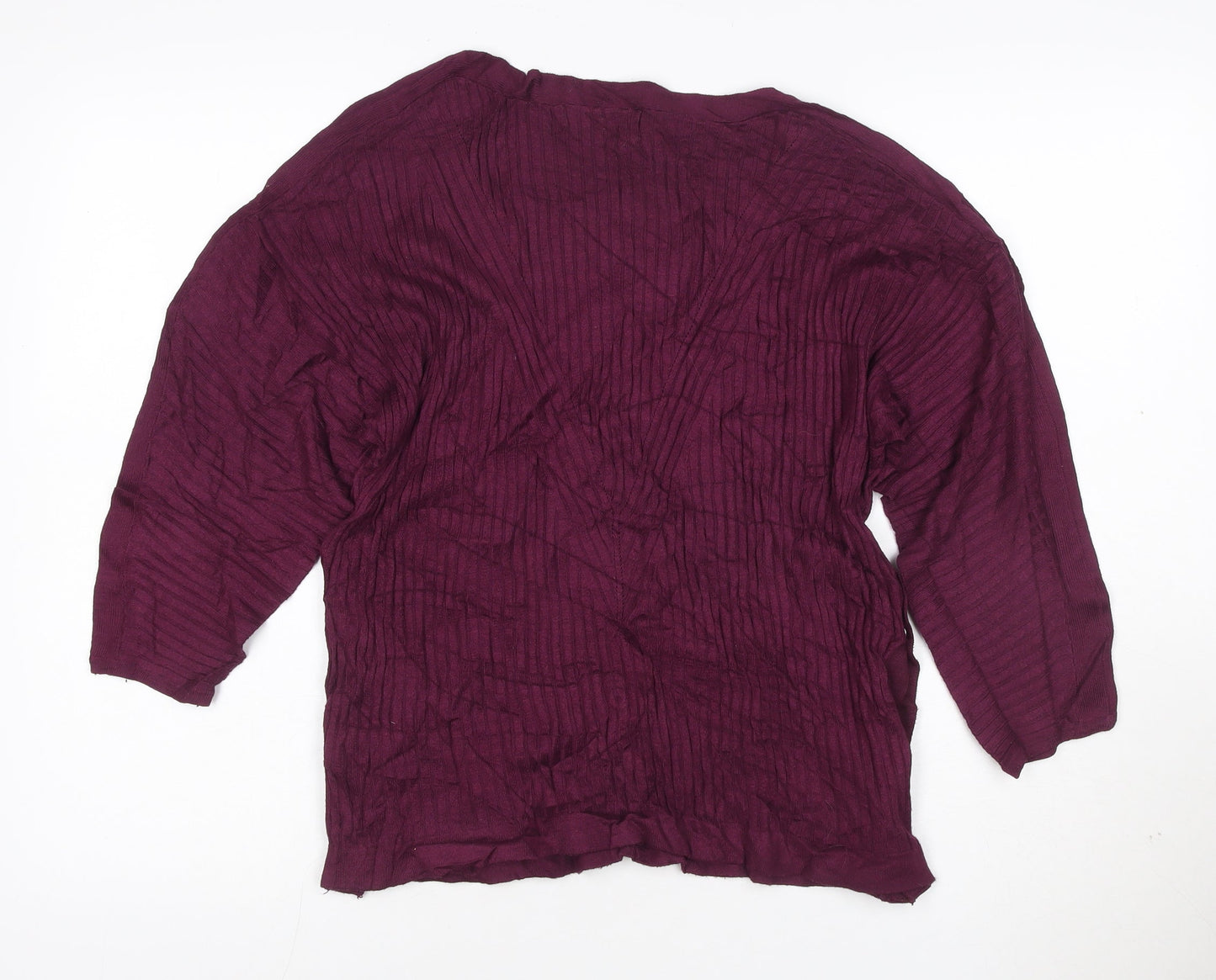 Marks and Spencer Women Purple 3/4 Sleeve Knit Pullover Jumper M
