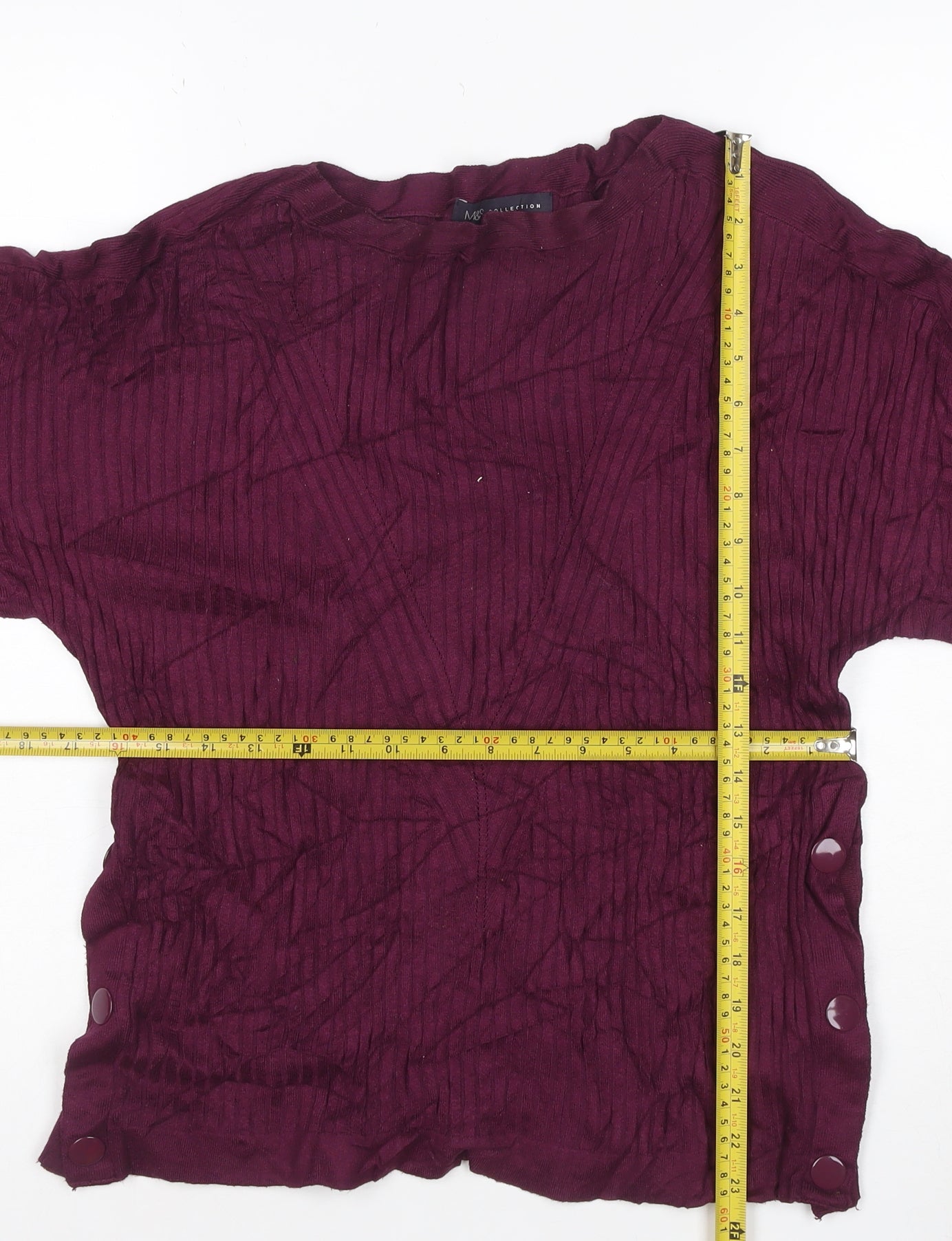 Marks and Spencer Women Purple 3/4 Sleeve Knit Pullover Jumper M